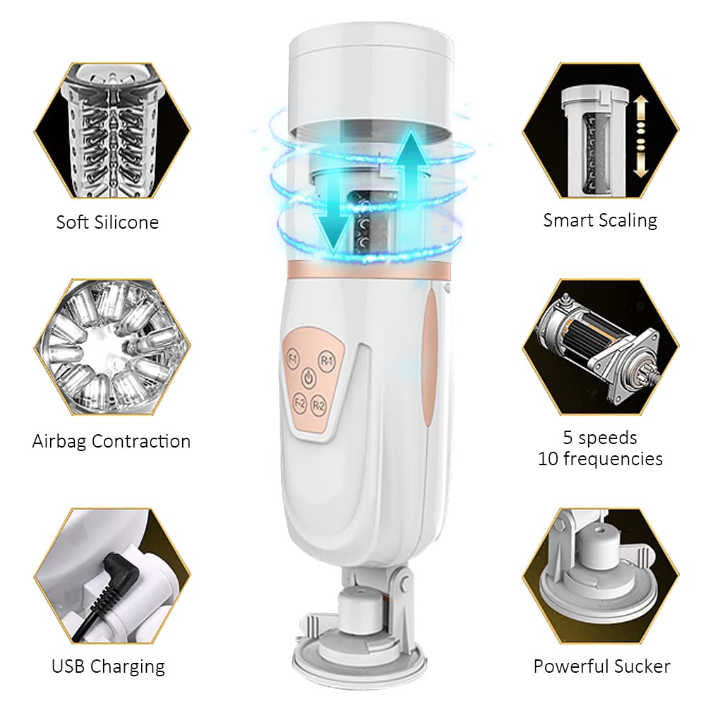 Masturbâteur Cup Va et Vient Automatique Rechargeable Homme avec Voix et 10 modes Vibration,Sextoyse Succion,Masturbeuse Homme Electrique Silicone
