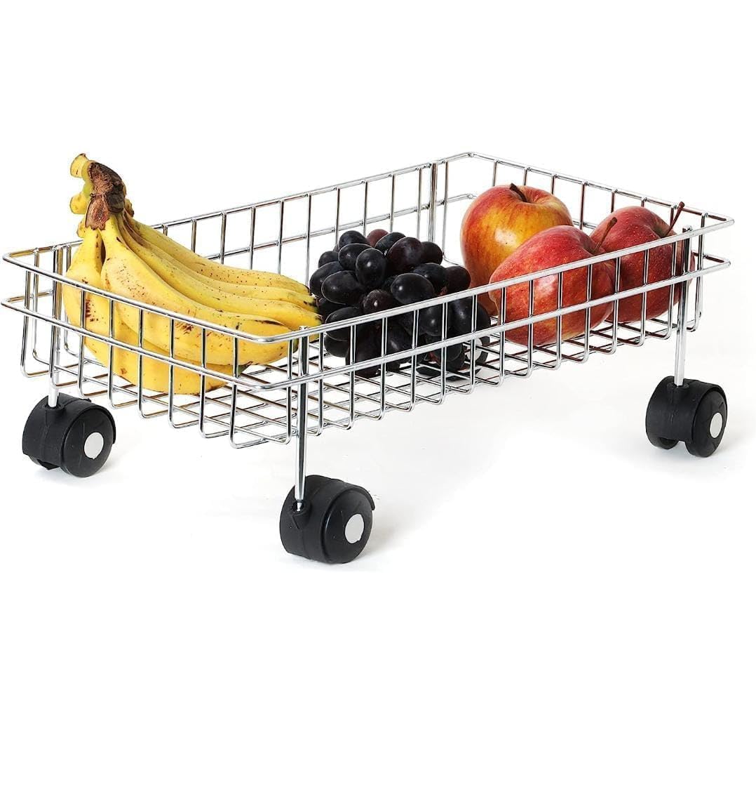 Premium Stainless Steel Single Layer Kitchen Trolley Rack with Wheels – Modern Multipurpose Vegetable & Fruit Storage Stand, Heavy-Duty Rolling Organizer for Home & Kitchen-image-12