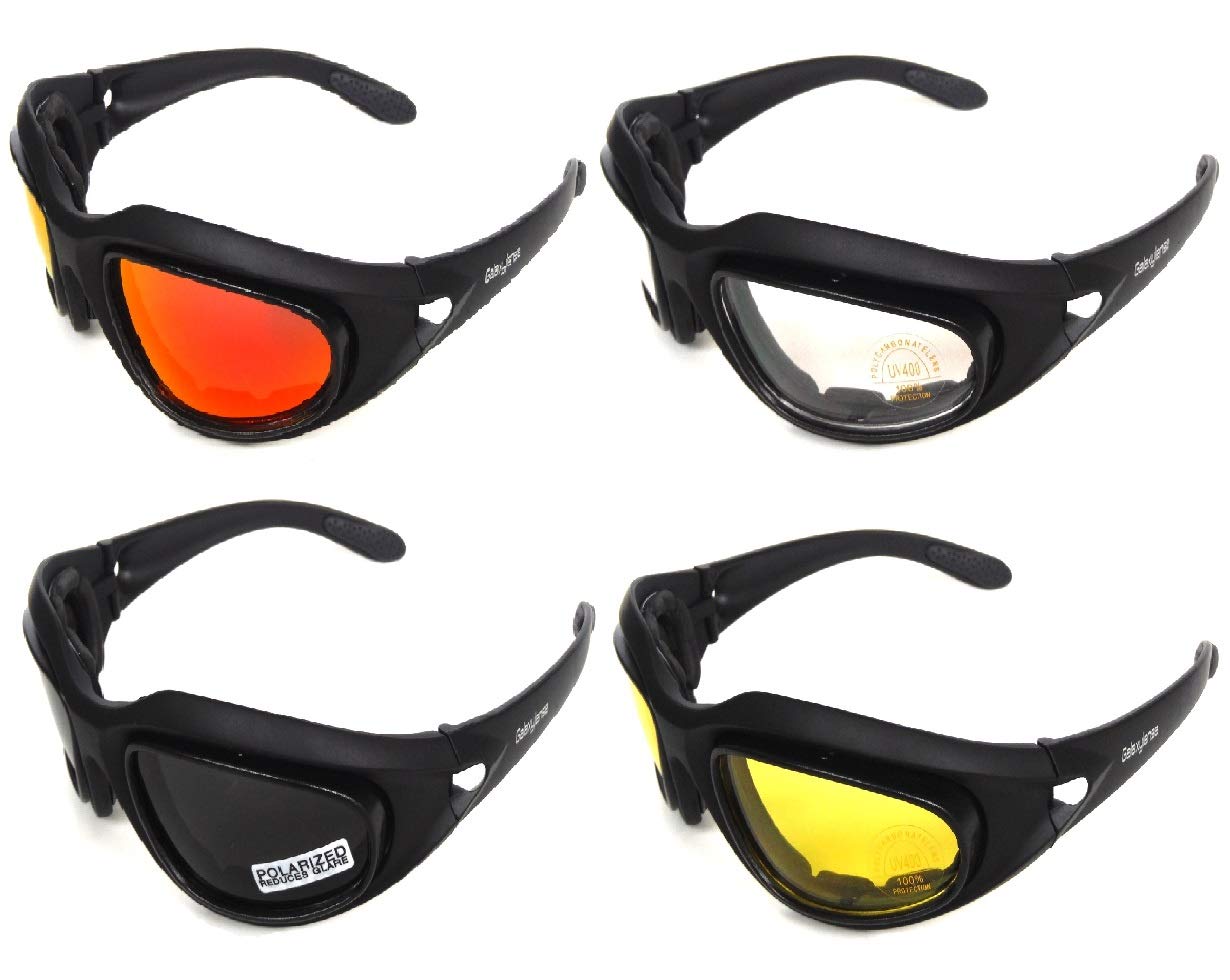 GALAXYLENSE Air Soft Sport Military Eye Protection Glasses - Baseball High Impact Resistant Sunglasses - Motorcycle Glasses - Provide Polarized UV Protection & Comfort - 4 Polycarbonate Lenses - Image 4