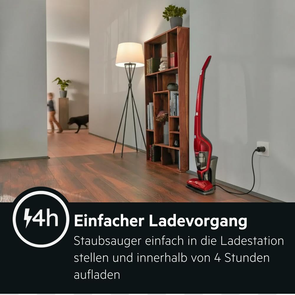 AEG Ergorapido 2in1 Akku Staubsauger, Beutellos, inkl. Tierhaardüse, ETM Testsieger, bis zu 45Min Laufzeit, Freistehend, 180° Drehgelenk, Bürstenreinigungsfunktion, LED-Frontlichter, Rot, CX7-2-45AN