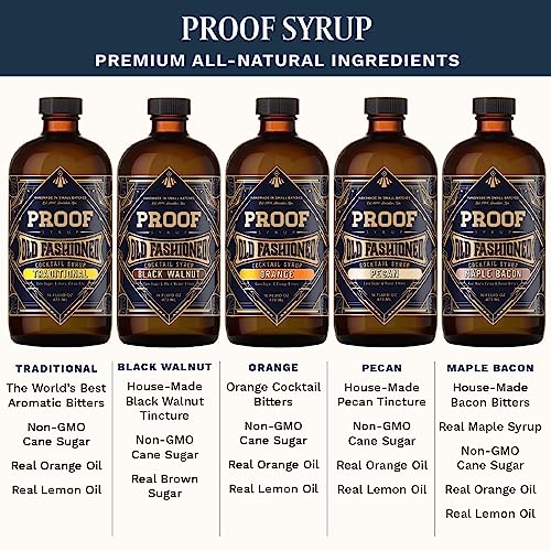 Proof Syrup Old Fashioned Cocktail Mixer Set W/5 Flavors (16Oz Bottles) | Makes 32 Cocktails Per Bottle | All-Natural Hand-Crafted Old Fashioned Syrup W/Real Bitters & Organic Sugar #TOP6