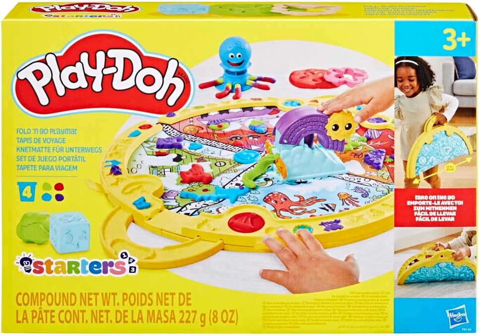 Play-Doh, Massinha de Modelar Infantil, Tapete de atividades Fold & Go Kit - Conjunto de Brinquedo com Acessórios e 4 Potes - A partir de 3 Anos Play-Doh, Massinha de Modelar Infantil, Tapete de atividades Fold & Go Kit - Conjunto de Brinquedo com Acessórios e 4 Potes - A partir de 3 Anos