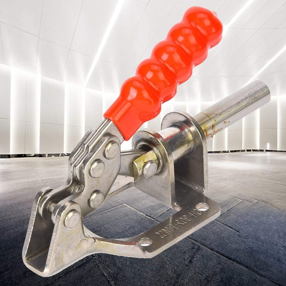 Walfront Hold Down Toggle Clamp, Push Pull Type Quick Release, Stainless Steel, 136KG Holding Capacity, 4-Hole Mount Base, Plastic Handle, Lever Structure Design