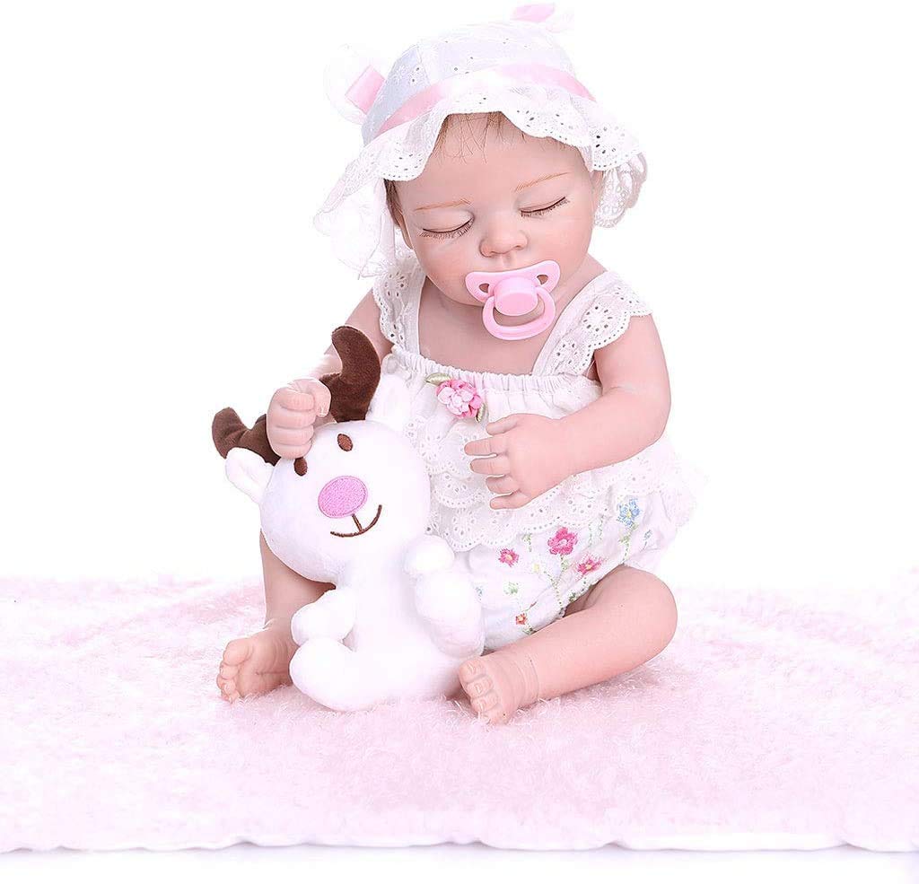 48CM Reborn Baby Doll, Premie Newborn Bebe Realistic Reborn Soft Full Body Soft Vinyl Silicone Lifelike Sleeping Baby Girl Toy Magnet Pacifier