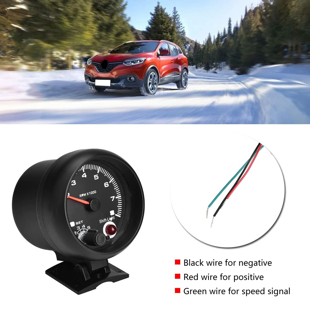 Obrotomierz 12V, 0-8000 Obr./min Uniwersalny Obrotomierz Samochodowy Licznik Obrotów Tacho Miernik LED światło Zmiany Biegów