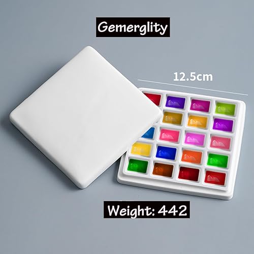 Miniatura 10 de Paleta cuadrada de pintura de artista de cerámica blanca de 7 pozos, pintura de acuarela esmaltada, mezcla de porcelana de cerámica, pintura al óleo