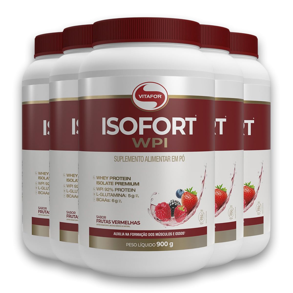 Kit 5 Isofort Vitafor Whey Protein 900g Frutas Vermelhas em promoção! Veja a oferta e mais achadinhos de Vitaminas & Suplementos 2 Hoje é o melhor dia para comprar Kit 5 Isofort Vitafor Whey Protein 900g Frutas Vermelhas com aquele preço maroto! Promoção! Aproveite a oferta! 2