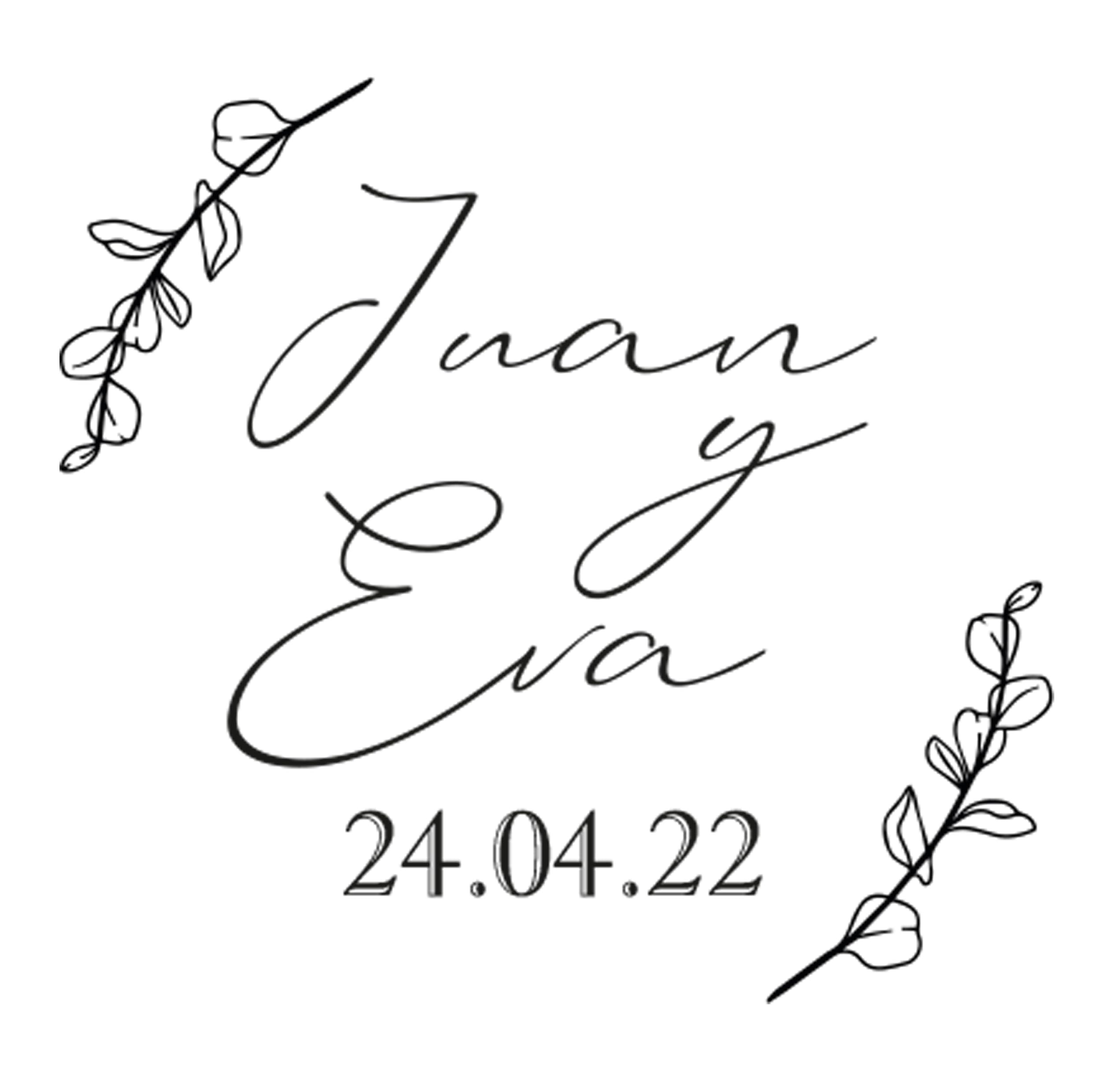 Sello Boda Personalizado Automatico | Sello Novios Cartas Invitaciones | Sello Regalo Boda Varios Diseños | T. 4642 40x40mm | Personalizacion Propia
