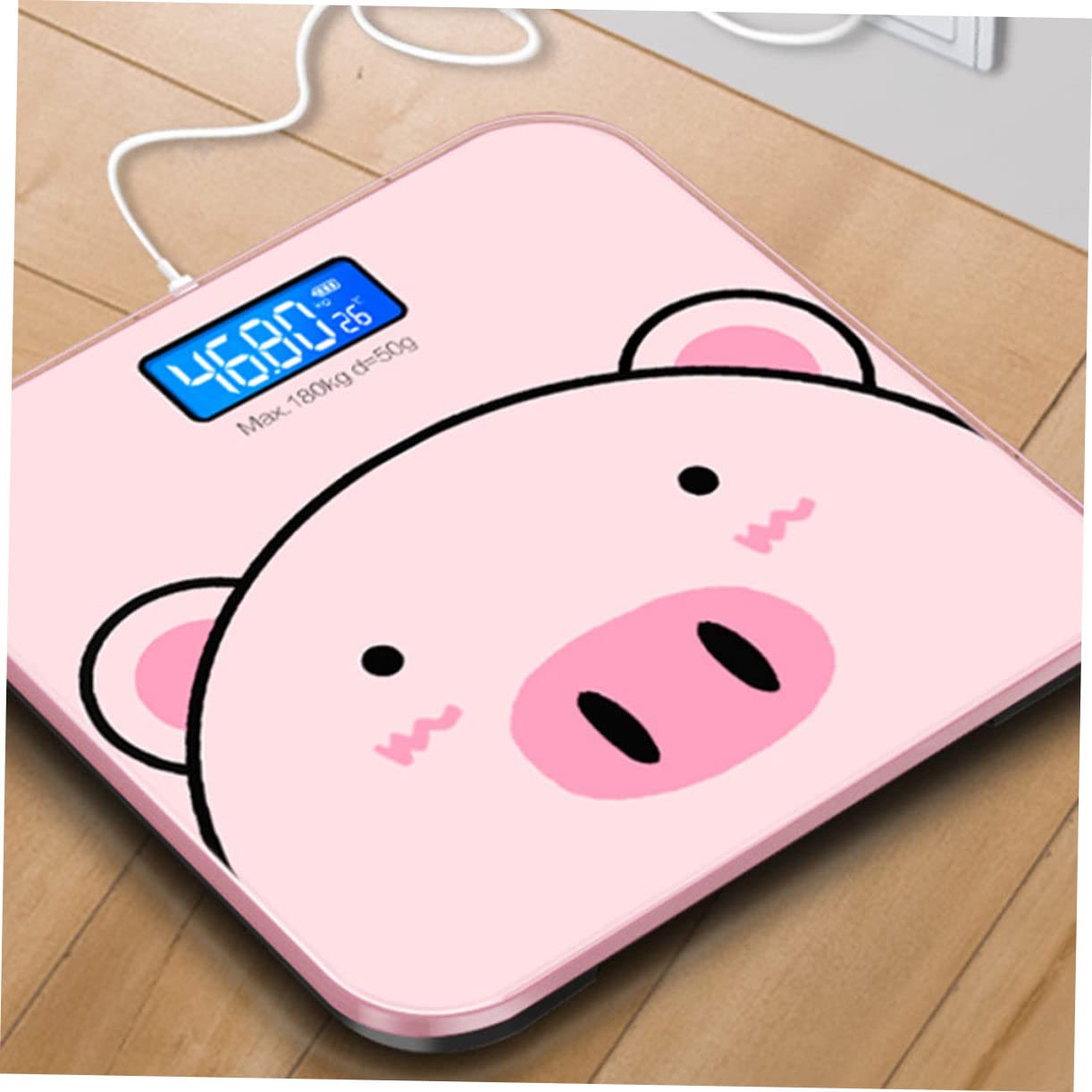 UKCOCO Báscula Diseño de Dibujos Animados de Peso Corporal Electrónica Hogar Pantalla LCD Hd Nocturna Precisión de 2 Decimales Adecuado para Control de Salud