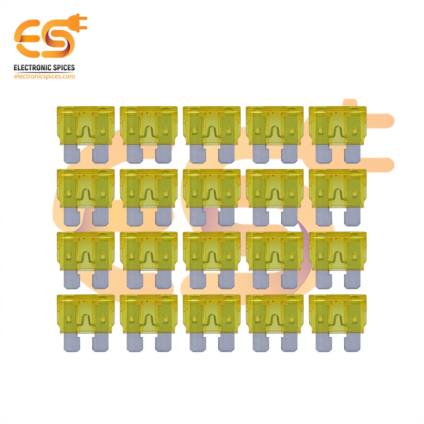 Electronic Spices 20a 32v Atc Automotive Metal Blade Fuse Pack of 50pcs 3