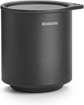 Brabantia MindSet Bathroom Storage Pot with Lid Mineral Infinite Gray Cue Tip, Cotton Pads, Jewellery Storage Organizer Holder for Washbasin or Cupboard