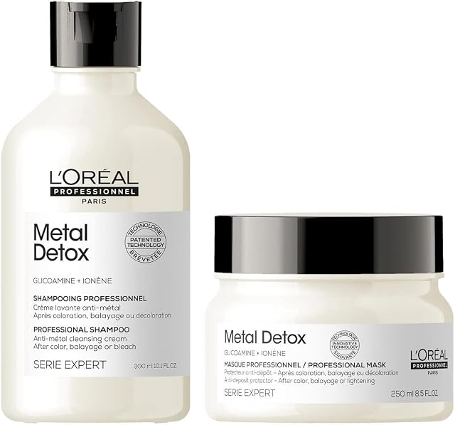 L'Oréal Professionnel Serie Expert Metal Detox Shampoo and Hair Mask Set, Protects Hair From Damage, For Smooth, Strong and Shiny Looking Hair, 300 ml and 250 ml