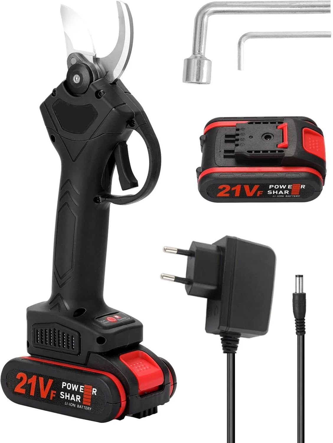 Electric Pruning Shears Cordless Pruner for Gardening, Battery Powered Tree Trimmer, 0-30mm Cutting Diameter, 2PCS 21V Batteries