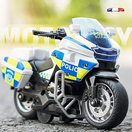 Miniatura 7 de Pull Back Motorcycle Toys, Tiny Gift with Music Lighting, Police Motorcycles Toy for Boys Kids Age 3 4 5 6 7 8 Year Old (White)