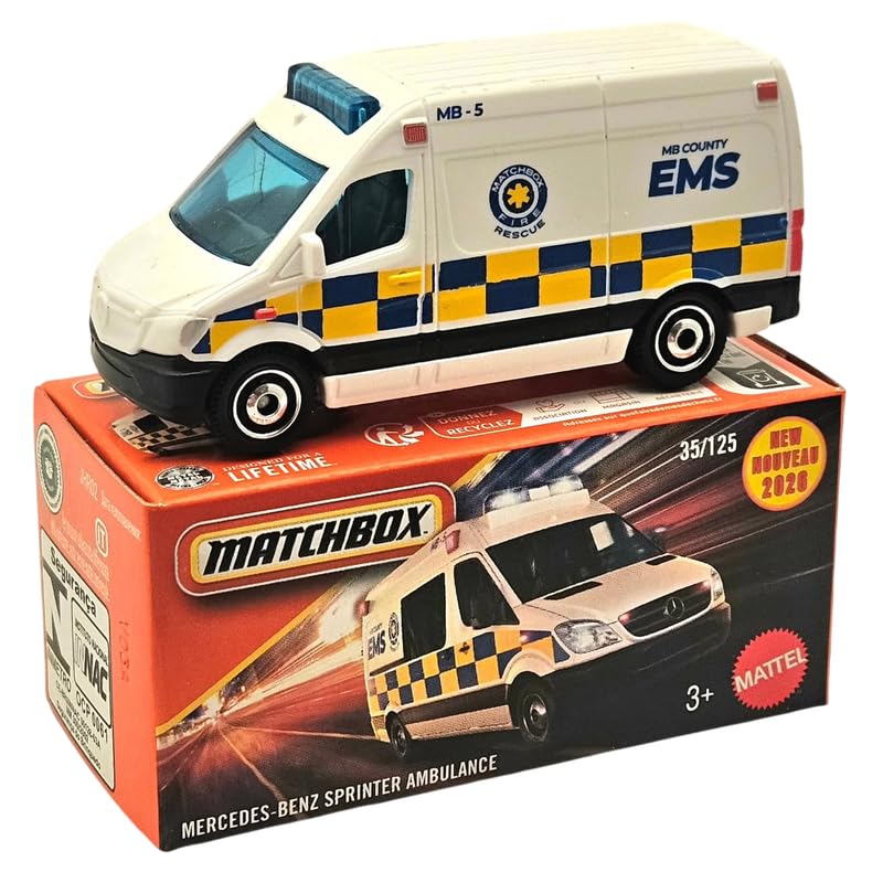 Image of Hot Wheels 2026 Match Box Mercedes Benz Sprinter Ambulange for 3 Years & Above 35 /125 (White)