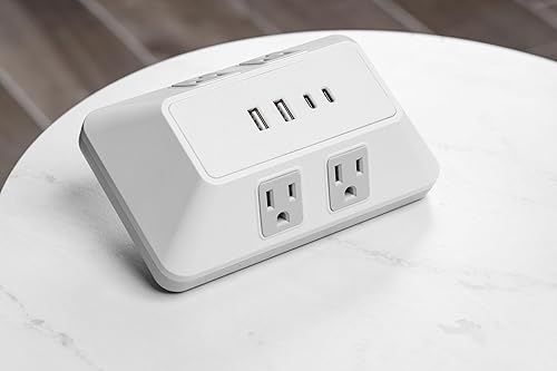 Miniatura 4 de GE 2 extensores de salida USB C, enchufe de pared a tierra, 2 USB A, 4 adaptadores espaciados tomacorrientes, 3 clavijas, enchufe múltiple,