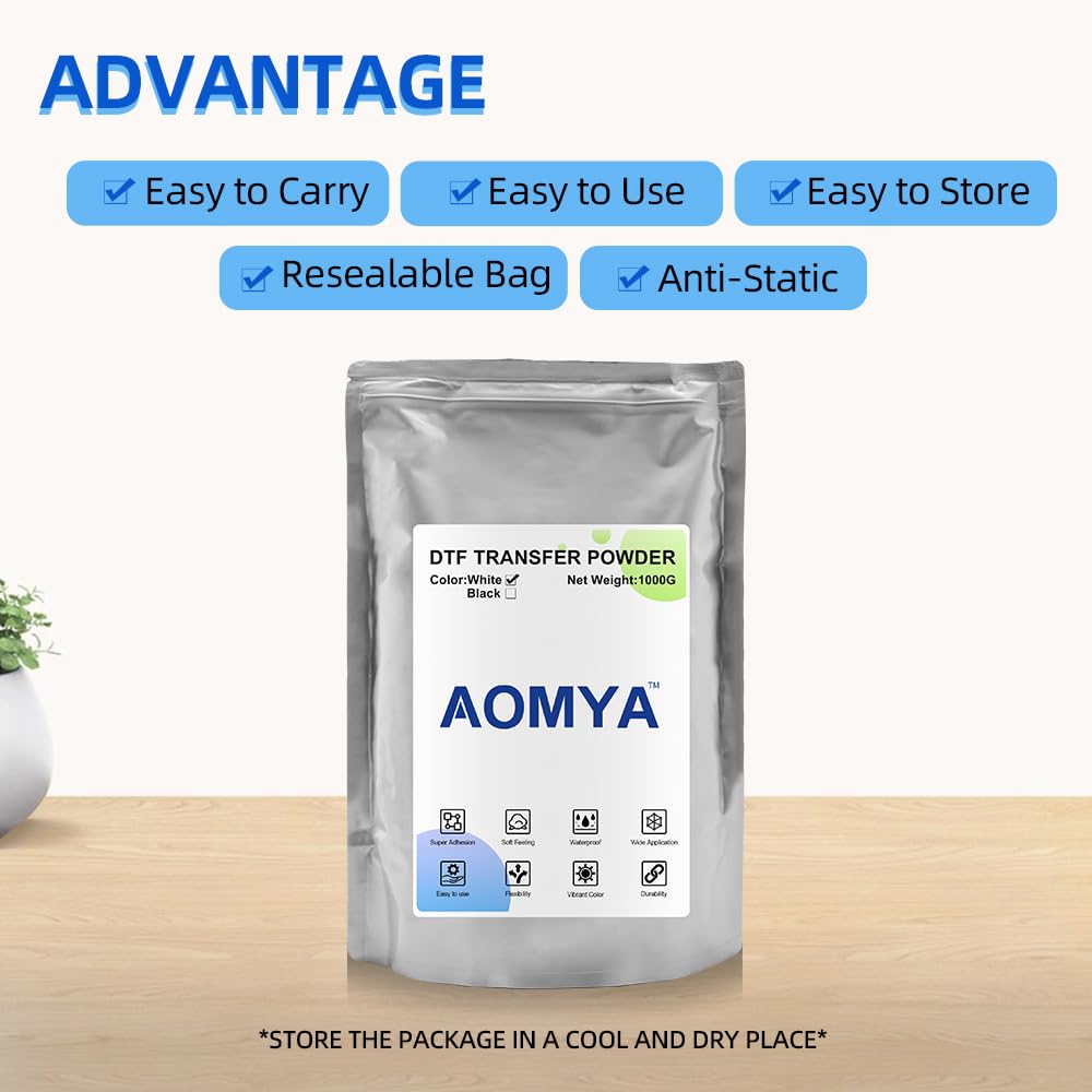 DTF Polvere bianca Digital Transfer Hot Melt Adhesive 1KG 1000g 35.3 oz, DTF PreTreat Transfer Polvere per tessuti Jeans Cotone T-Shirt Indumenti, DTF Hot Melt Adhesive Powder per DTF DTG Printers