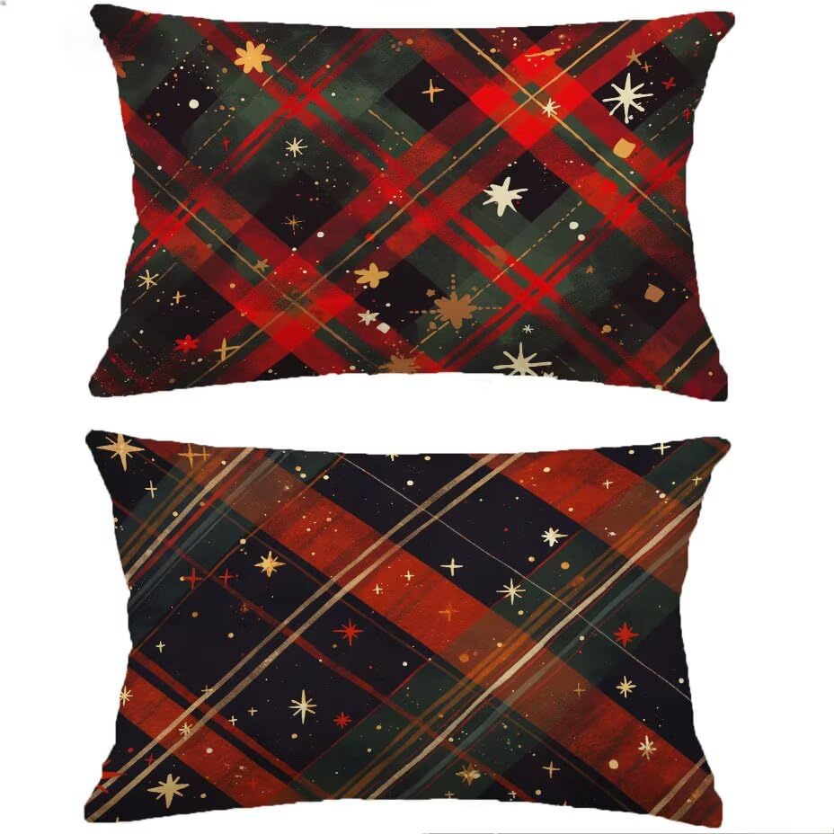 Housse de coussin extérieur 60x80 cm rouge aspect lin pour jardin lot de 2 M-P145