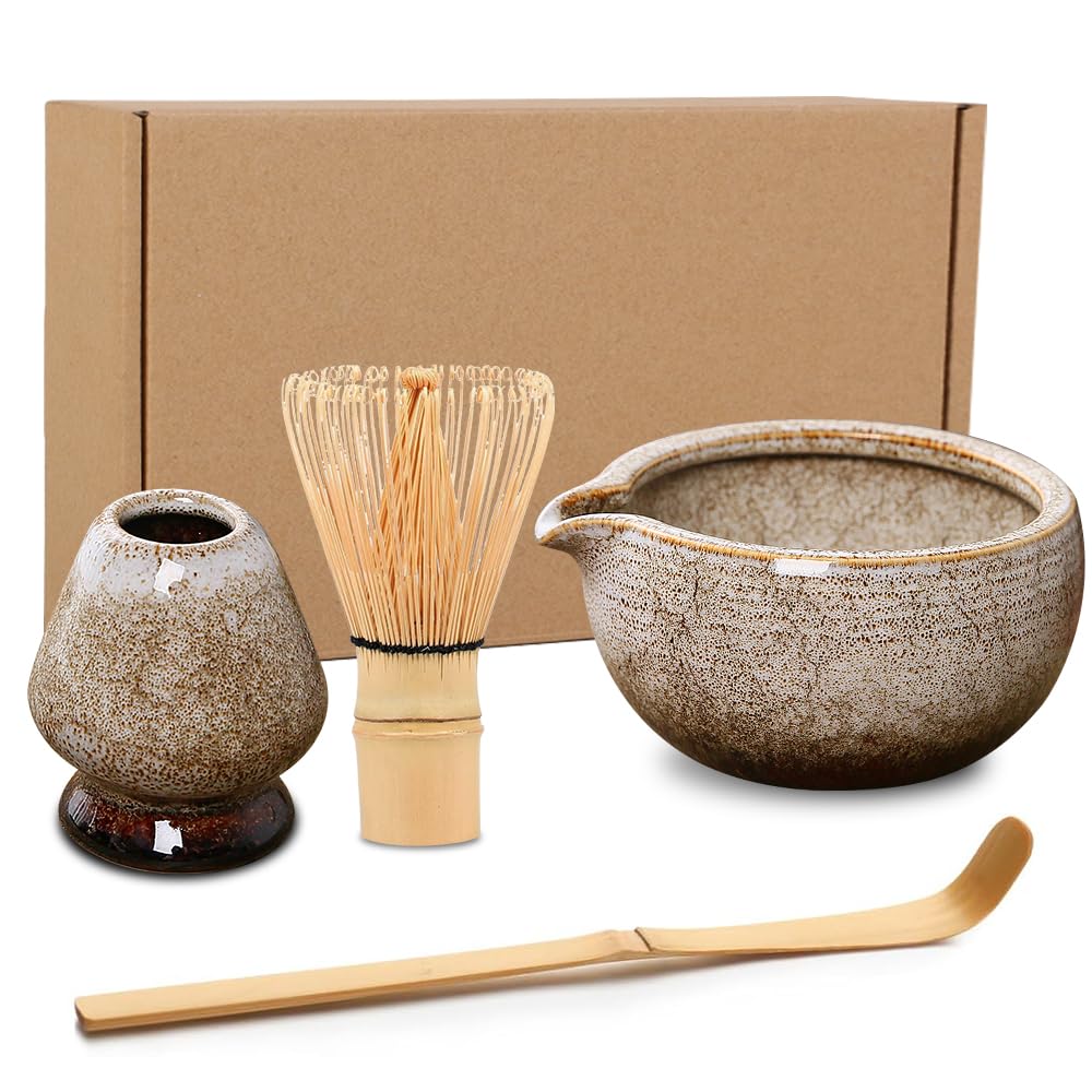 ADDLIVE Matcha-Set, Matcha-Rührer, Matcha-Rührer, Matcha-Rührer-Set, Keramik-Matcha-Set inklusive Matcha-Schüssel mit Ausgießer, Matcha-Rührer-Ständer und löffel, bestes Geschenk für Ihre Lieben
