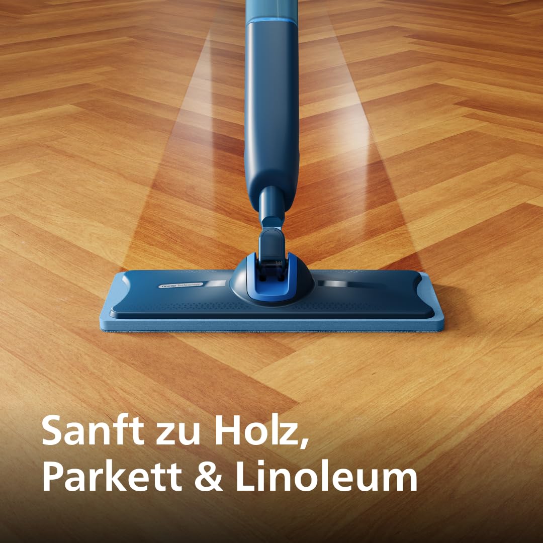 Philips Original OneUp Ersatzpad 2er Set für Holz, Parkett & Linoleum – Saugt Schmutzwasser auf & wischt mit sauberem Wasser – Wiederverwendbar bis zu 6 Monate (XV1884/20)
