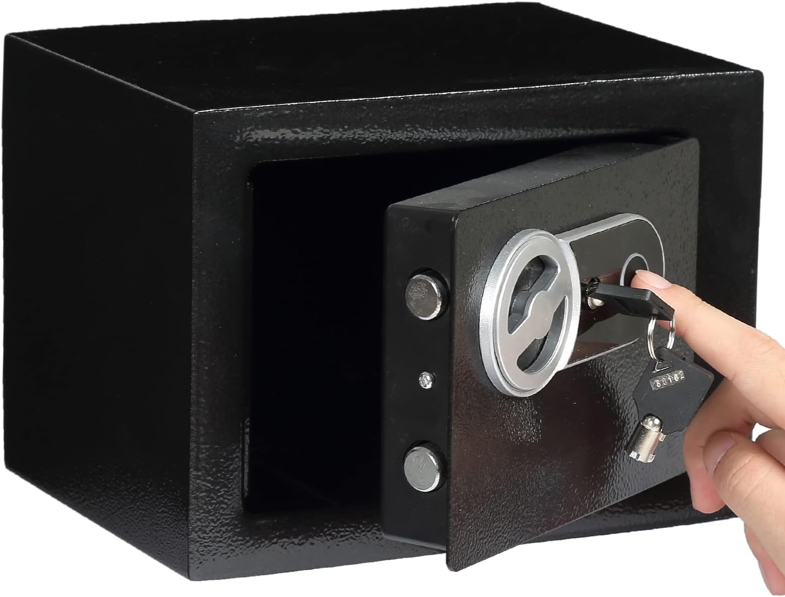 (0.2 CF) Fingerprint Key Security Safe Lock Box Steel Deposit for Home Office Hotel Business Cash Jewelry Storage Cabinet (0.2CF BLACK)