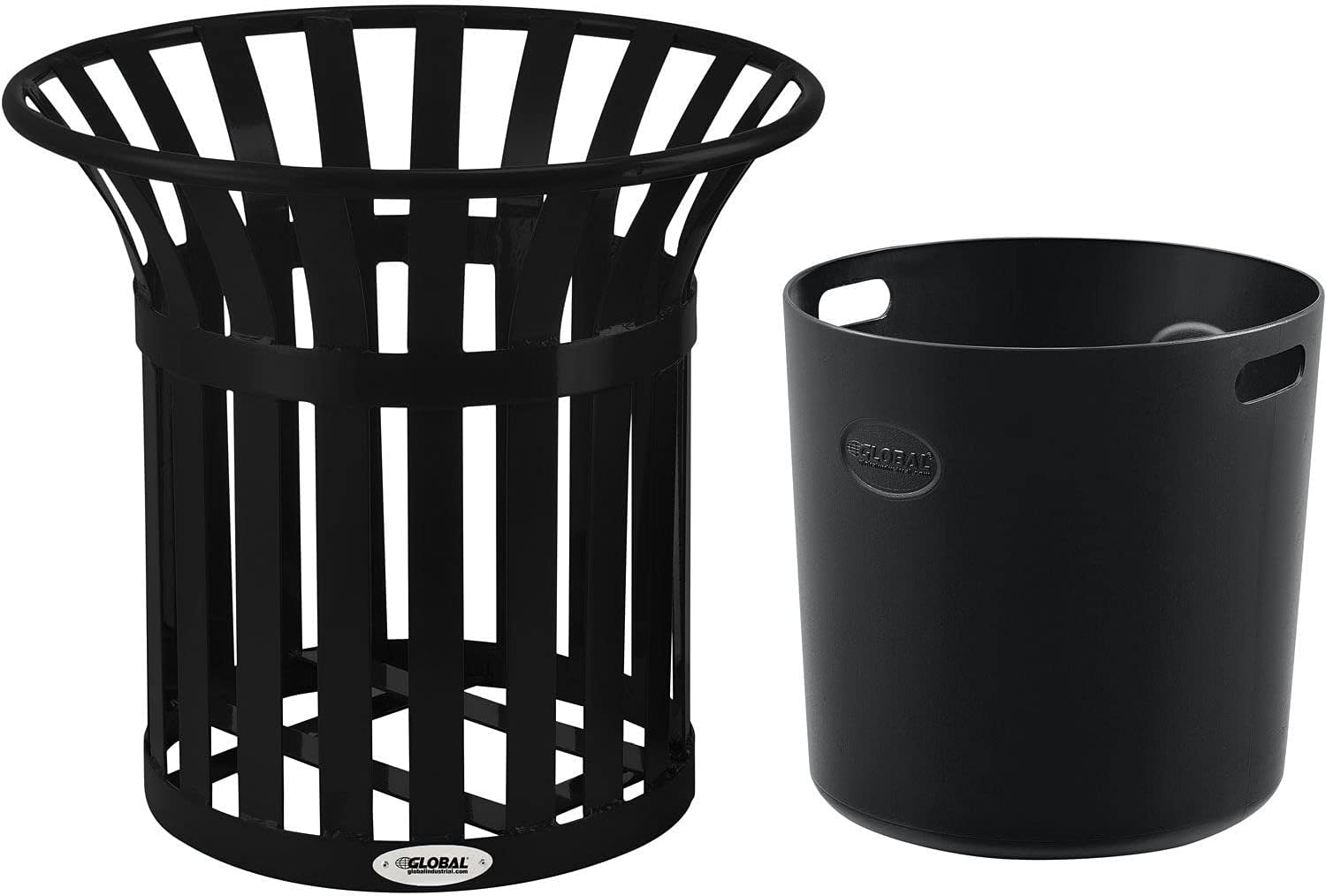 Global Industrial Commercial Grade Steel Slat Planter, 14 Gallon Capacity, Includes Heavy Duty Black Liner, Powdered Coat Black Finish, 30" W x 30" D x 26" H