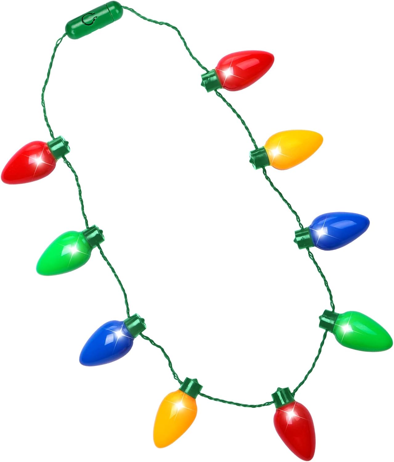 CPPSLEE Christmas Light Up Bulb Necklace, Ugly Sweater Party Favor Xmas light necklace, Christmas Decorations Gift (1 Pack)
