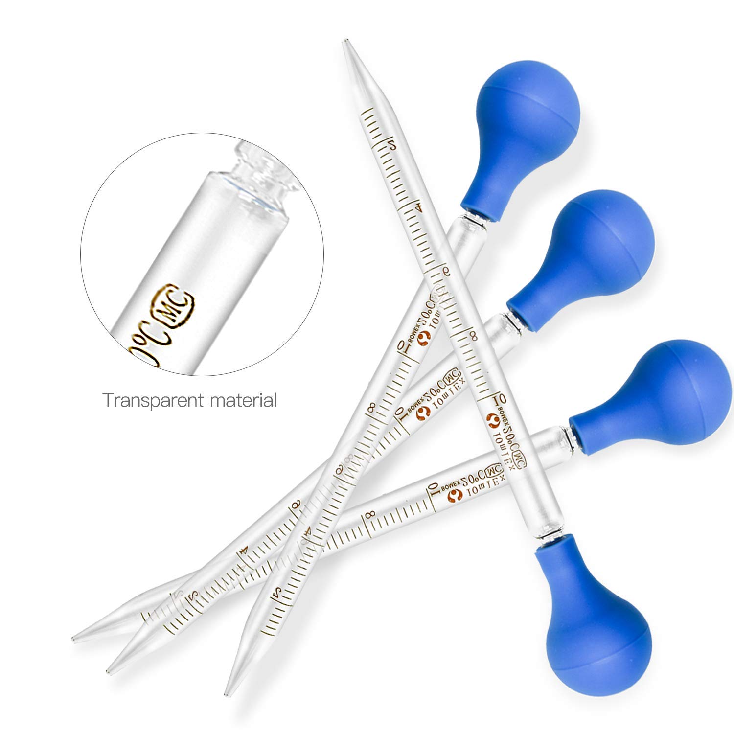 Alysontech Glass Pipette, 4 Pieces 10ml 5ml Glass Graduated Pipettes