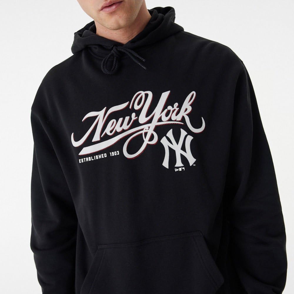 New Era MLB Retro Grphc Os Hoody Neyyan Blkwhi New York Yankees Sudadera con Capucha Hombre (Pack de 1)