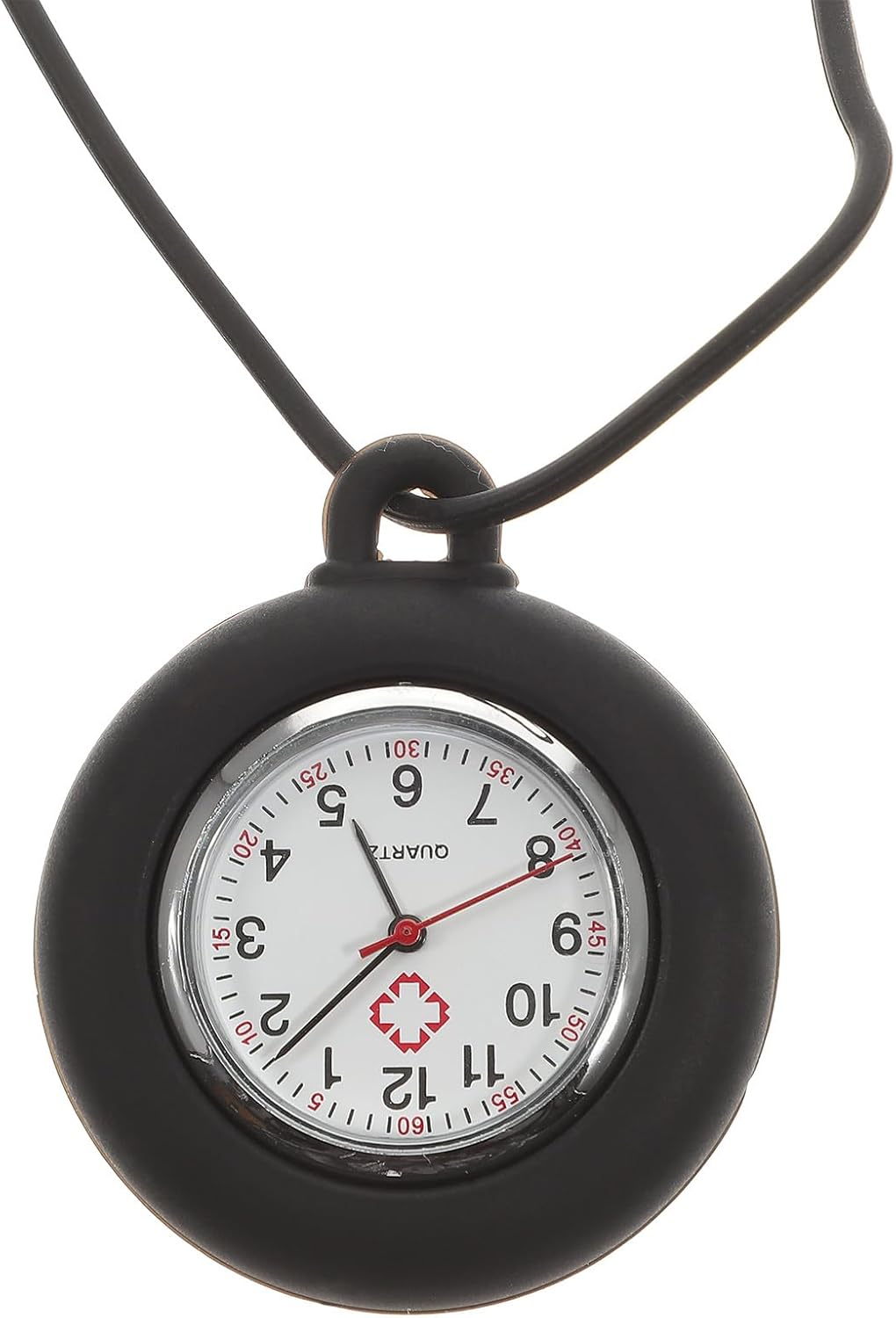 Hemobllo Fob Watch – Hanging Pocket Watch Fob Watch for Nurses Quartz Watches Watch with Silicone Case and Adjustable Lanyard (Black, Lanyard Color: Random)