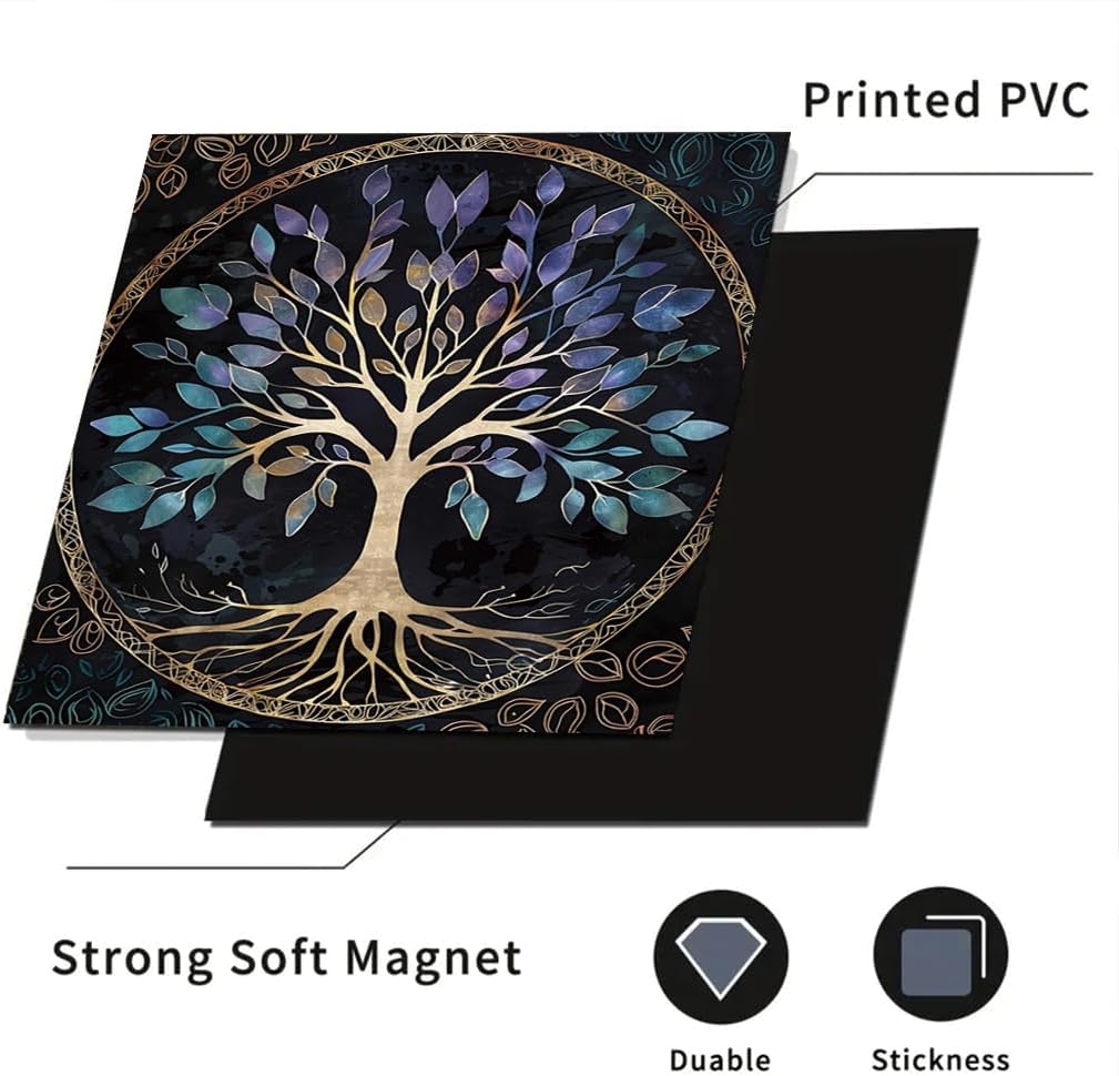 2D Flat Dishwasher Magnet Cover 23x26 Inch Tree of Life Stained Glass Style Kitchen Appliance Front Decorative Panel Removable Fridge Sticker Spiritual Nature Home Decor image 4