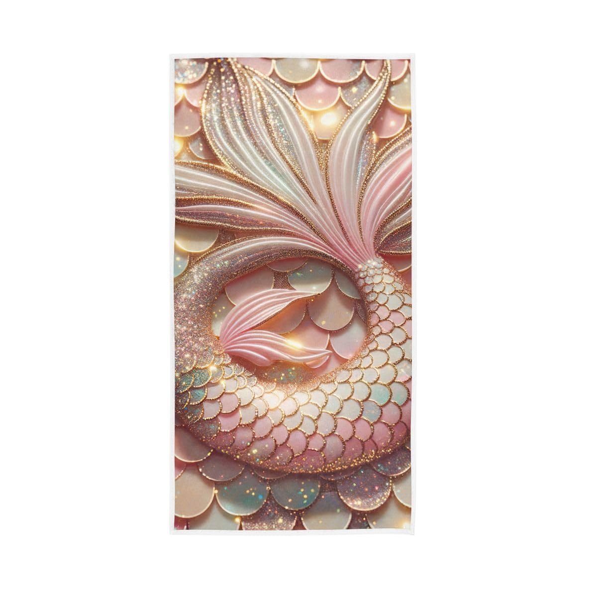 HUYGD Mermaid Scales Pastel Pink Hand Towel, Bath Hand Towel 15 x 30 Inches, Decorative Towels