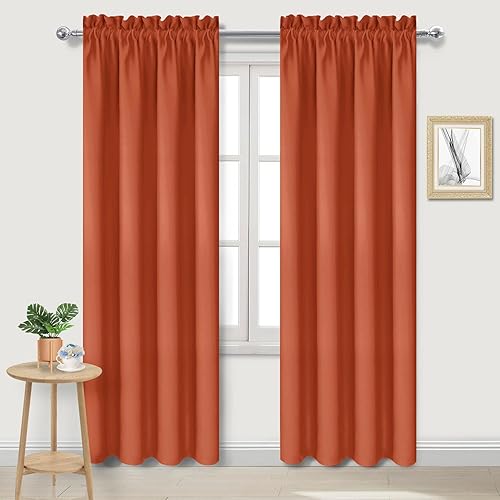 Miniatura 1 de DWCN Cortinas opacas con aislamiento térmico, ahorro de energía y reducción de ruido, cortinas para dormitorio y sala de estar, ocre quemado, 38