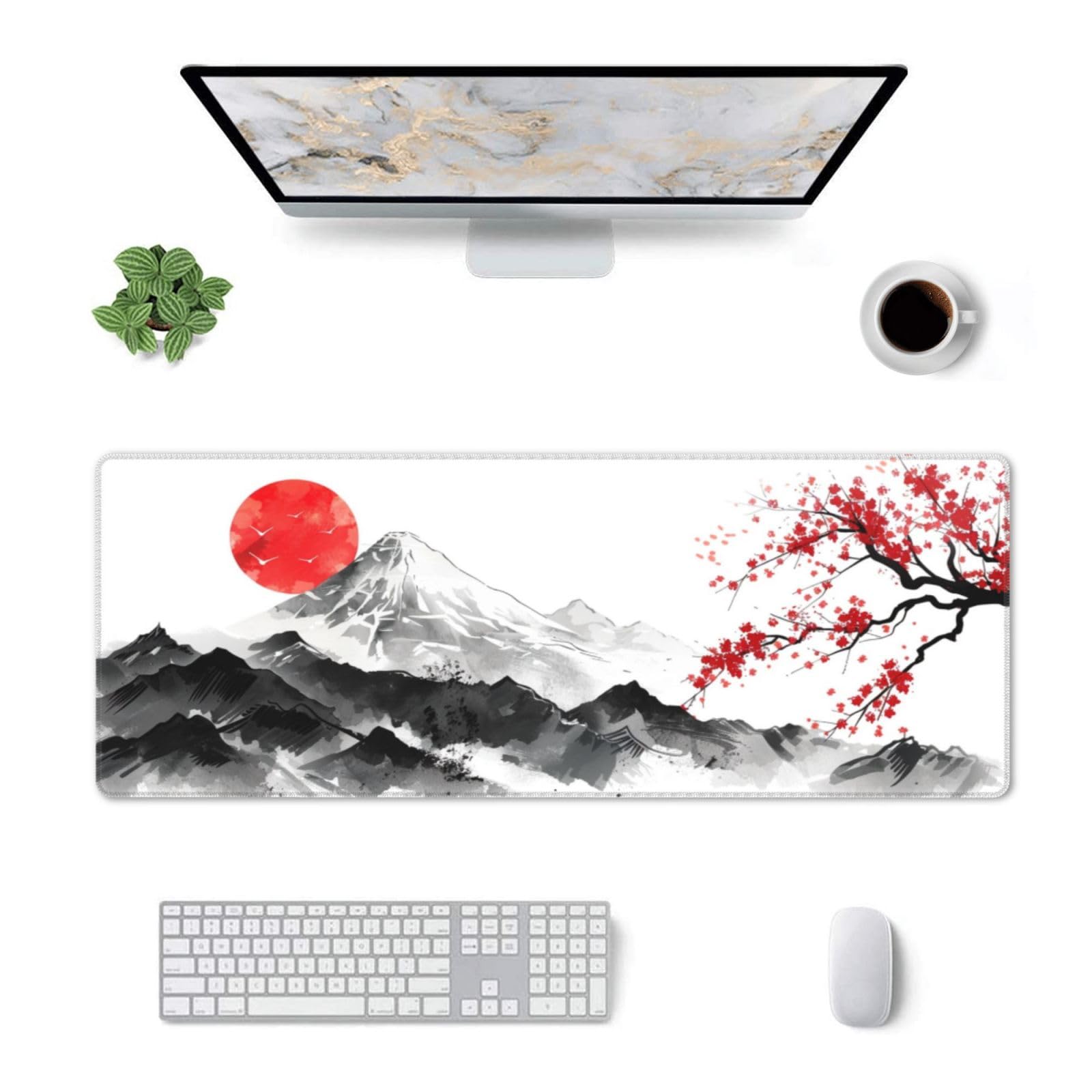 Alfombrilla De Mouse Para Juegos Con Temática Japonesa De 31.5 × 11.8 X 0.12 Pulgadas, Extra Grande, Base De Goma Antideslizante, Alfombrilla De Escritorio Personalizada Para El Hogar, Computadora