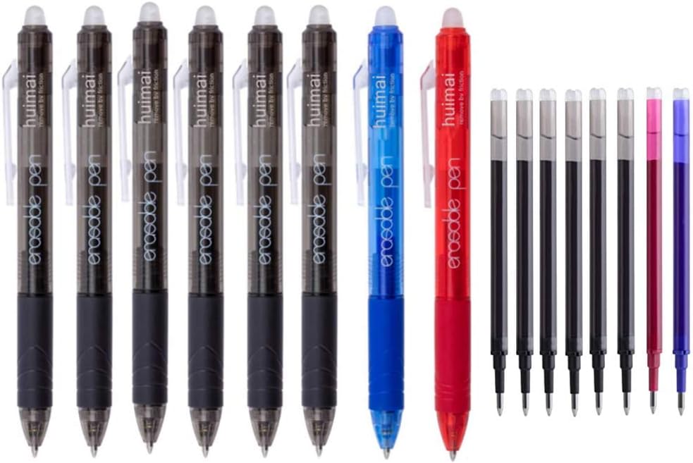 JINHO Erasable Gel Pen,Retractable Gel Ink Pens 0.7mm,Drying Rolling Ball Pens with Eraser for Kid Students Adults (3 colors (8 pens + 8 refills))