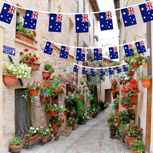 Image of AhfuLife 33 Ft Australia String Flags Banner for World Cup Decorations 2026, 30 Pcs Small Australian Bunting String Flags, Double Sided for National Day Garden Sports Party Decor (5.5x8.3 Inch)