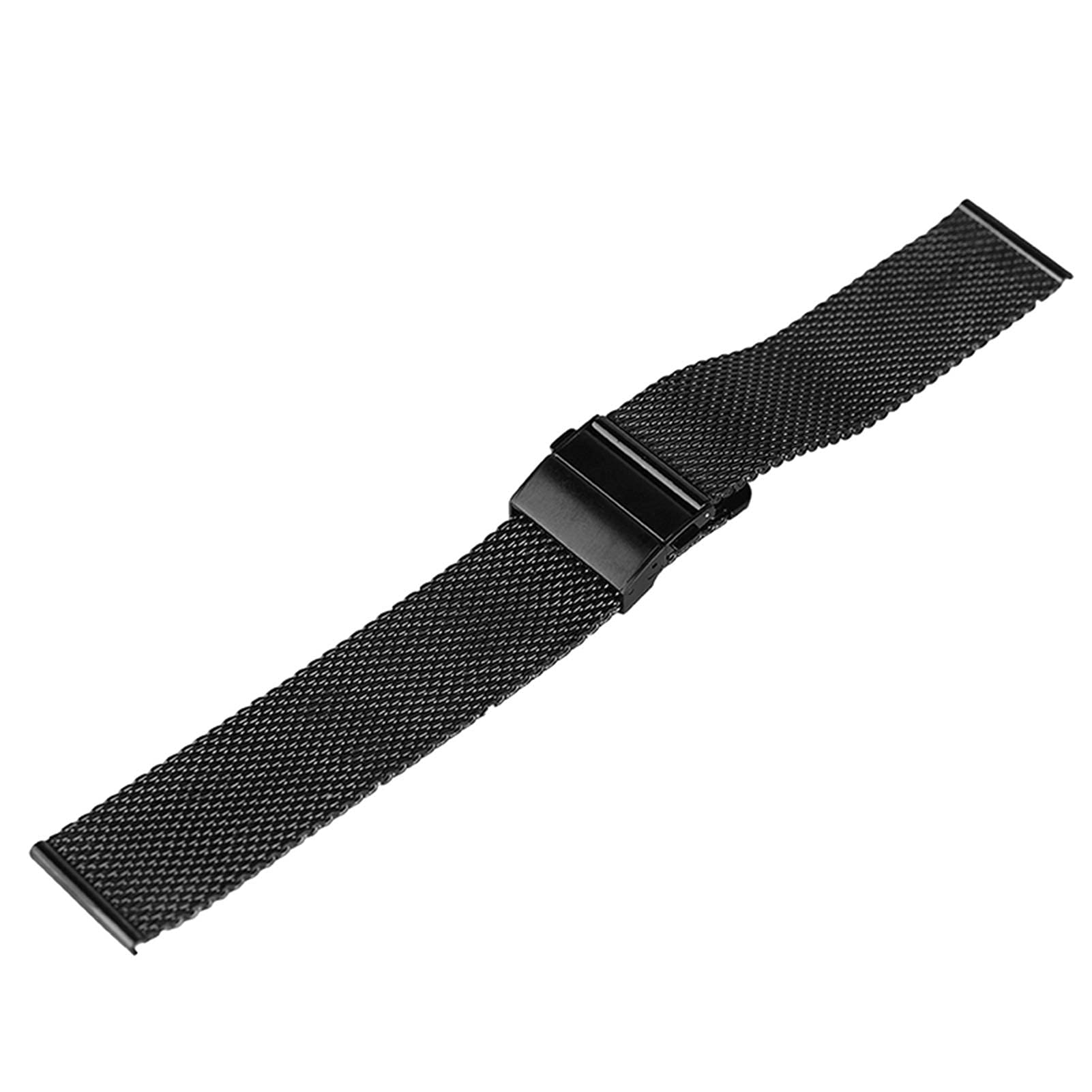 Pasek do zegarka, czarny, srebrny pasek ze stali nierdzewnej, pasek na bransoletkę 18/20/22 MM z klamrą z haczykiem Bransoletka (kolor paska: srebrny, szerokość paska: 18 mm) (22 mm czarny)