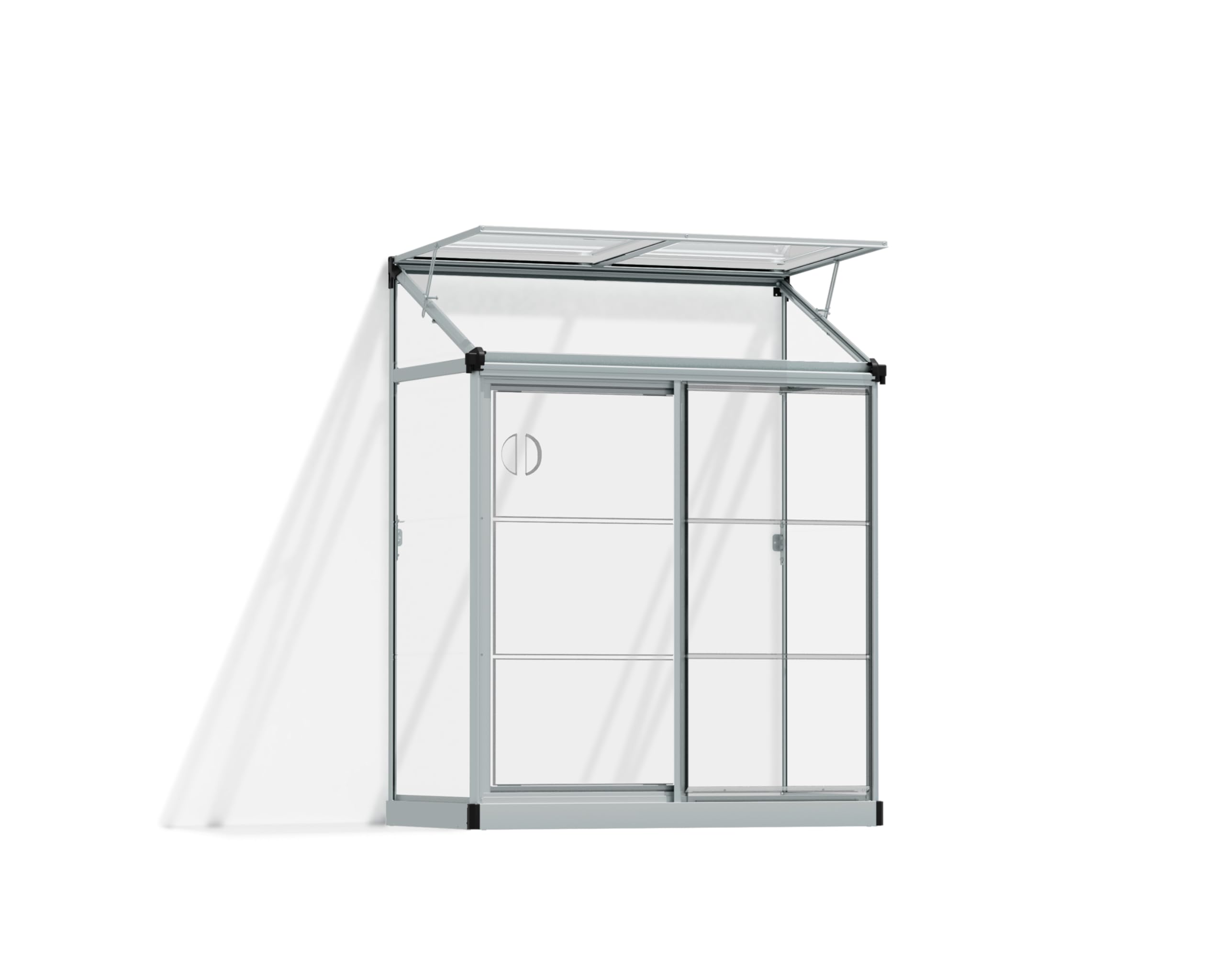Canopia by Palram Lean To 4x2 Anlehngewächshaus 125x63.5cm Silber Aluminiumrahmen mit Transparent Polycarbonatplatten