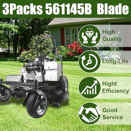Image of Mower Blades Compatible with Hustler Raptor 52 Inch Deck, High Lift 3 Pack