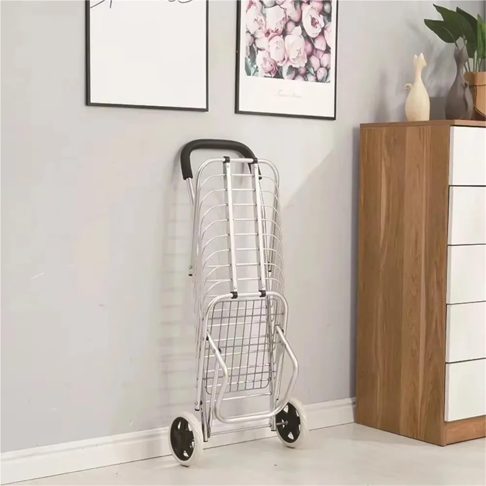 Transportkarre Älterer Anhänger, tragbarer Einkaufswagen, multifunktionaler Treppensteig-Klapphandwagen, Supermarktwagen Multifunktionskarre