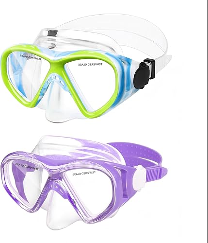 Miniatura 51 de Gafas de natación para niños, máscara de buceo para niños y niñas de 5 a 15 años, gafas de natación antivaho de dos colores con cubierta para la