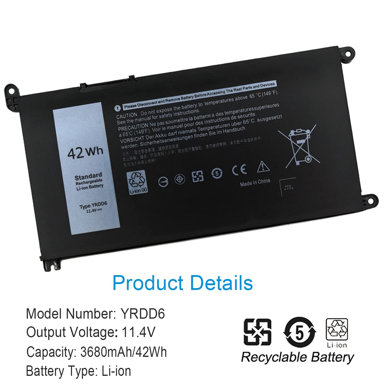 Dell Inspiron KYTD YRDD6 Battery For 7586 5482 5485 5491 5591 3310