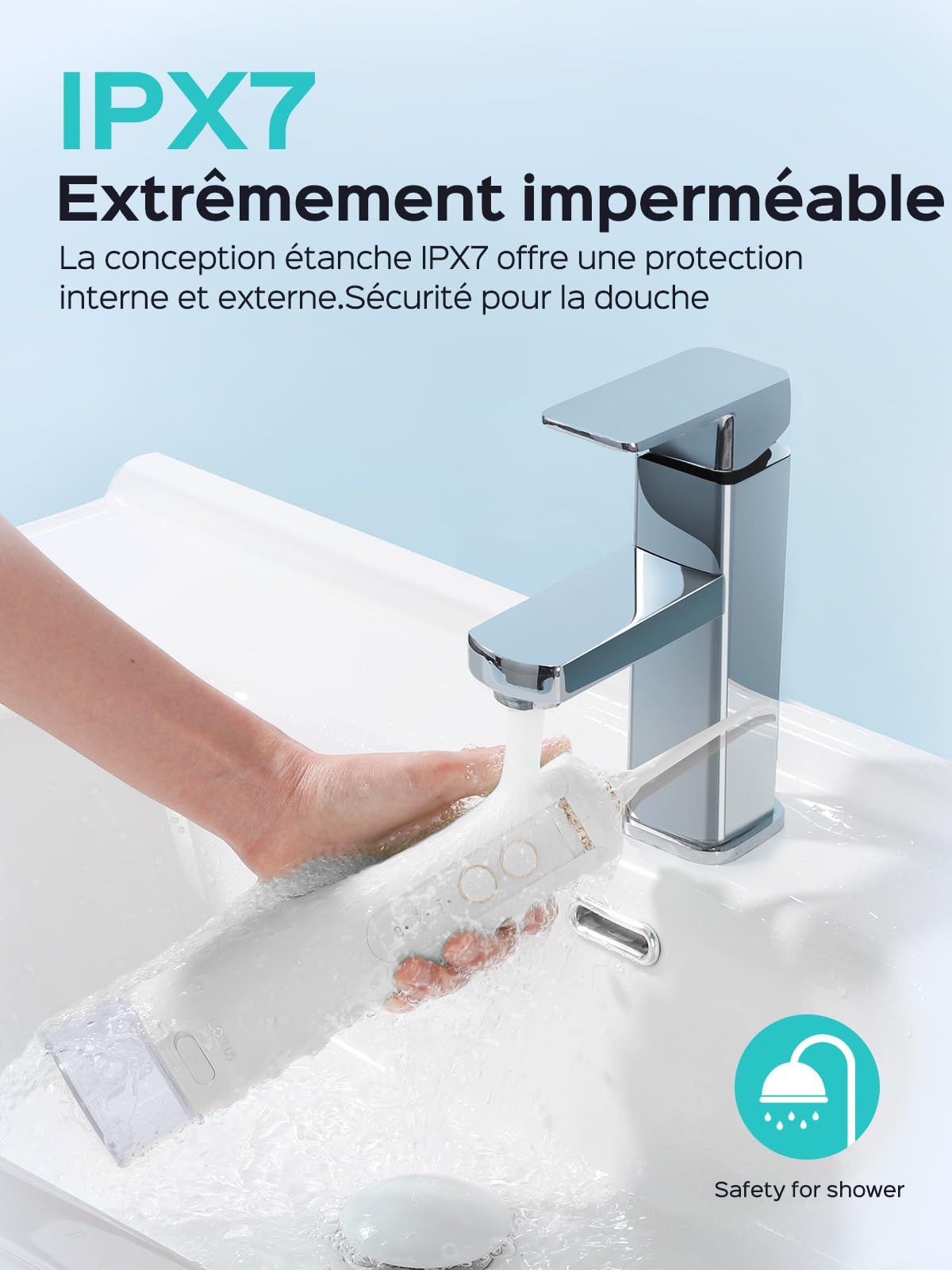 COSLUS Hydropulseur jet Dentaire Portable Dentaire Irrigateur Oral, 300 ML Sans Fil Hydropulseur 10 niveaux de contrôle doux, Rechargeable et Étanche IPX7 Vainqueur du Test, Blanc