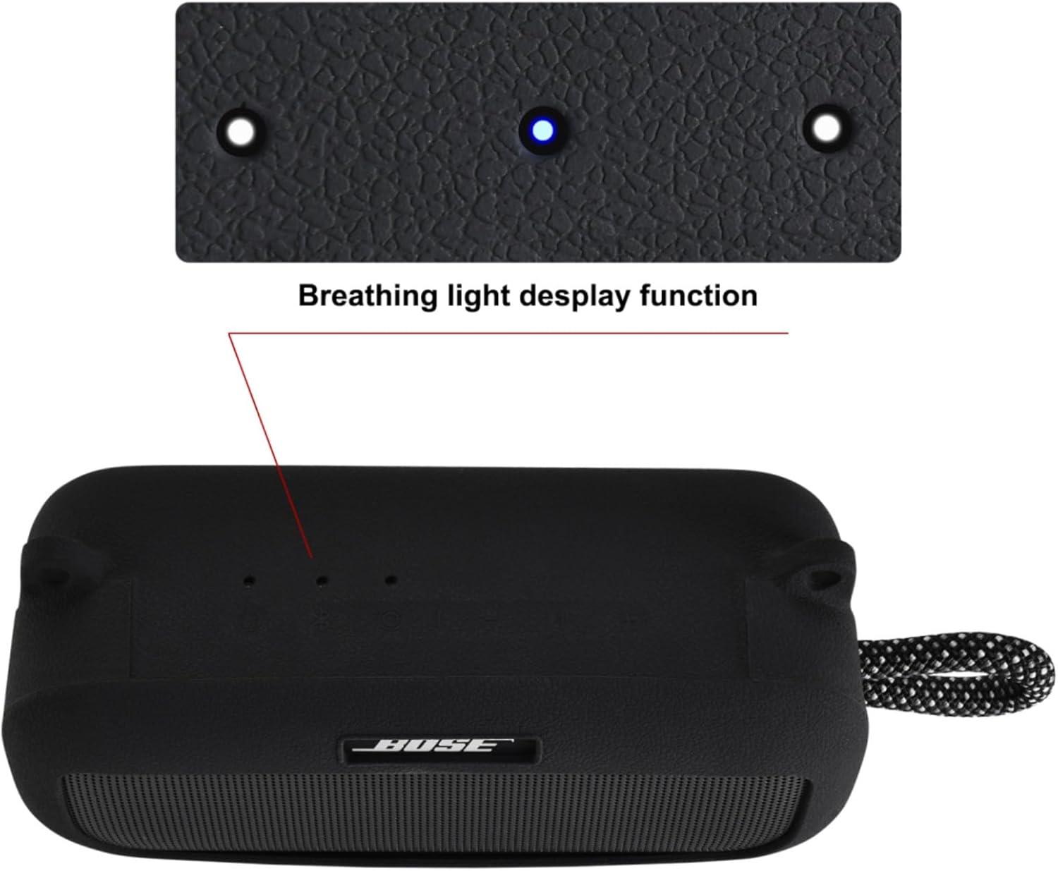 Silicone Cover Case for Bose SoundLink Plus,Protective Travel Carrying Case with Shoulder Strap for Bose SoundLink Plus (Black) - Image 4