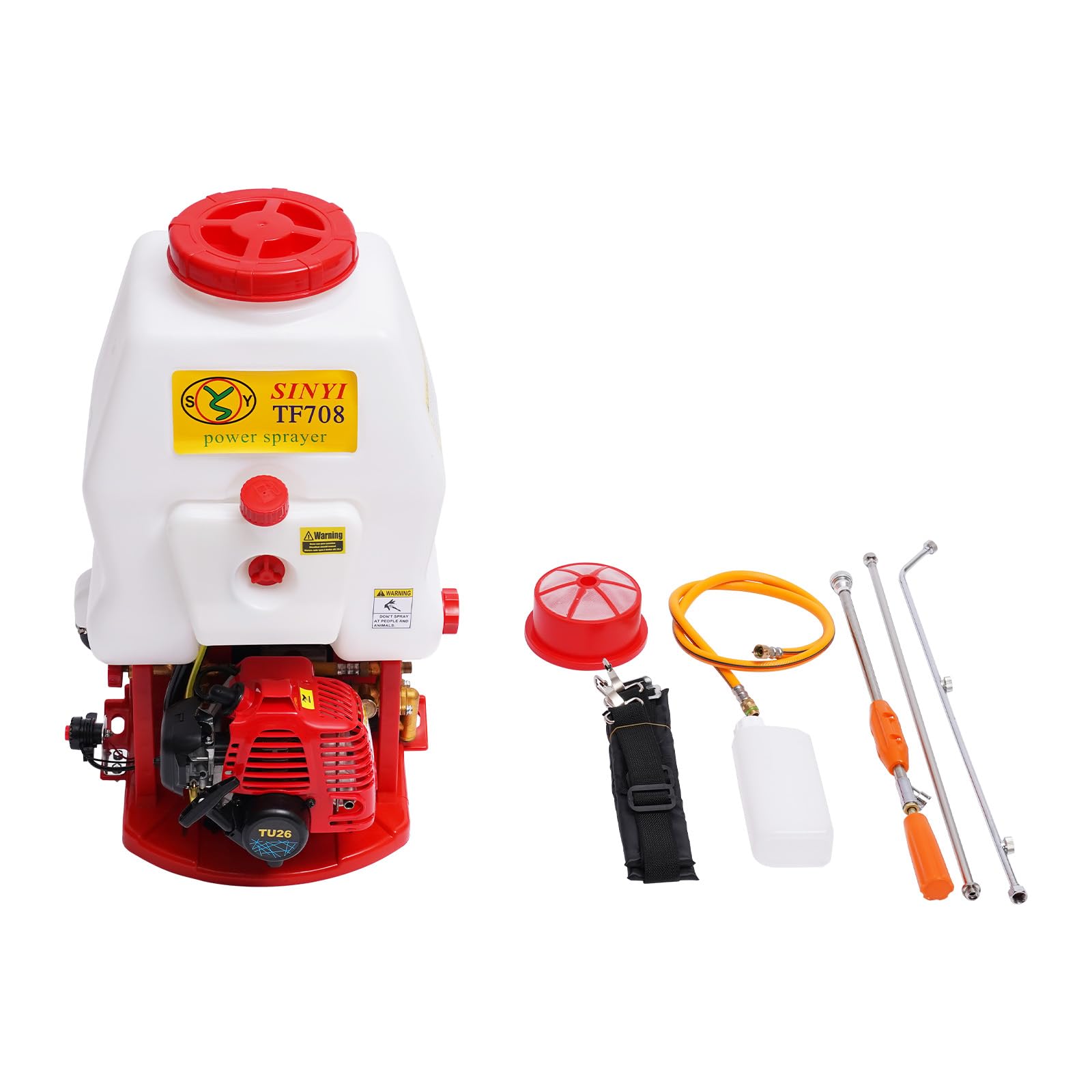Pulverizador de plaguicidas portátil de 20 l, con motor de 25,4 cc, con lanza telescópica y correas acolchadas, pulverizador de jardín, alcance de 2-8 m, para riego de jardín