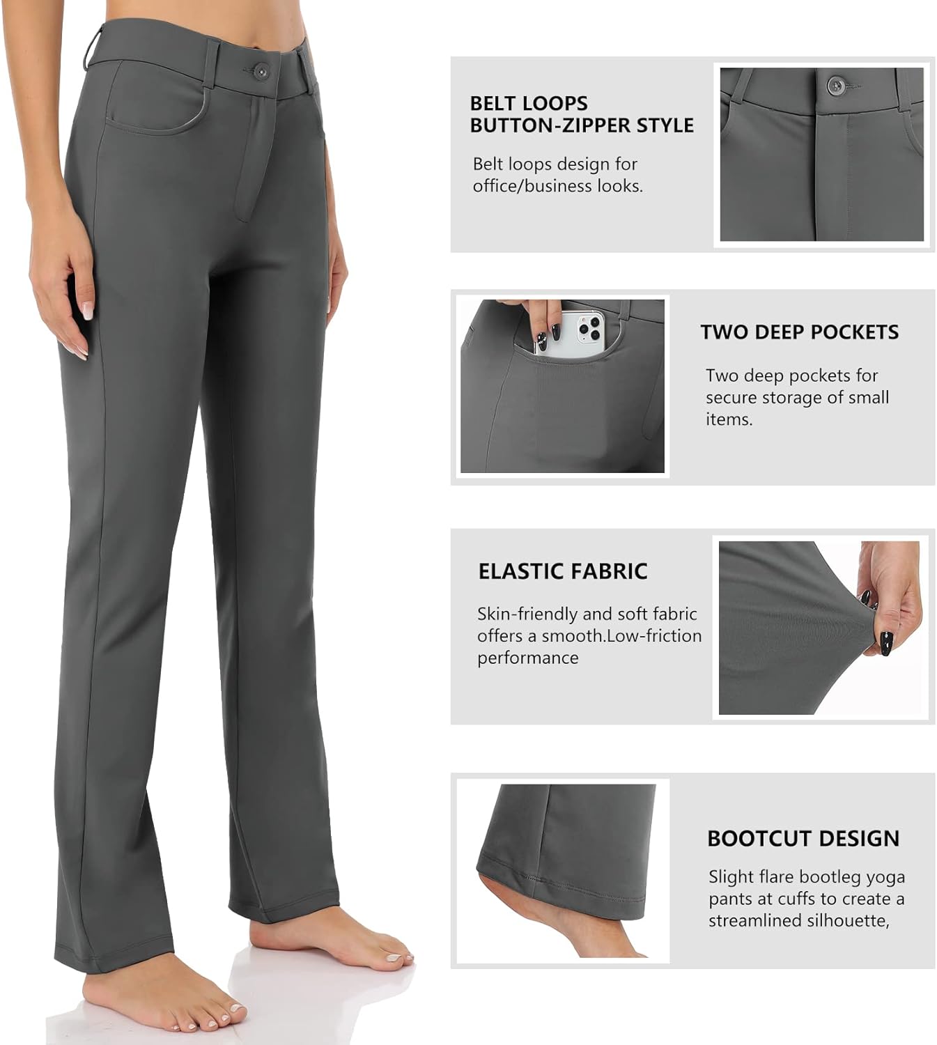 DAYOUNG Women's Yoga Dress Pants Work Office Business Casual Slacks Stretch Regular Straight Leg Pants with Pockets