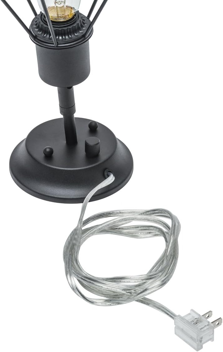 Globe Electric 65291 1-Light Plug-in or Hardwire Industrial Cage Wall Sconce, Matte Black Finish, On/Off Rotary Switch, 6ft Clear Cord, Wall Lights for Bedroom Plug in, Kitchen Sconces Wall Lighting