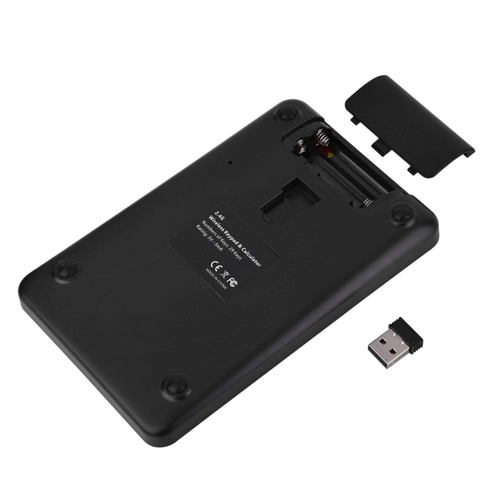 Teclado numérico 2 en 1, Mini USB 2.4G Inalámbrico 2 en 1 29 Teclas Teclado numérico Teclado y calculadora con Pantalla LCD Apto para Windows xp/Vista/7/8/10
