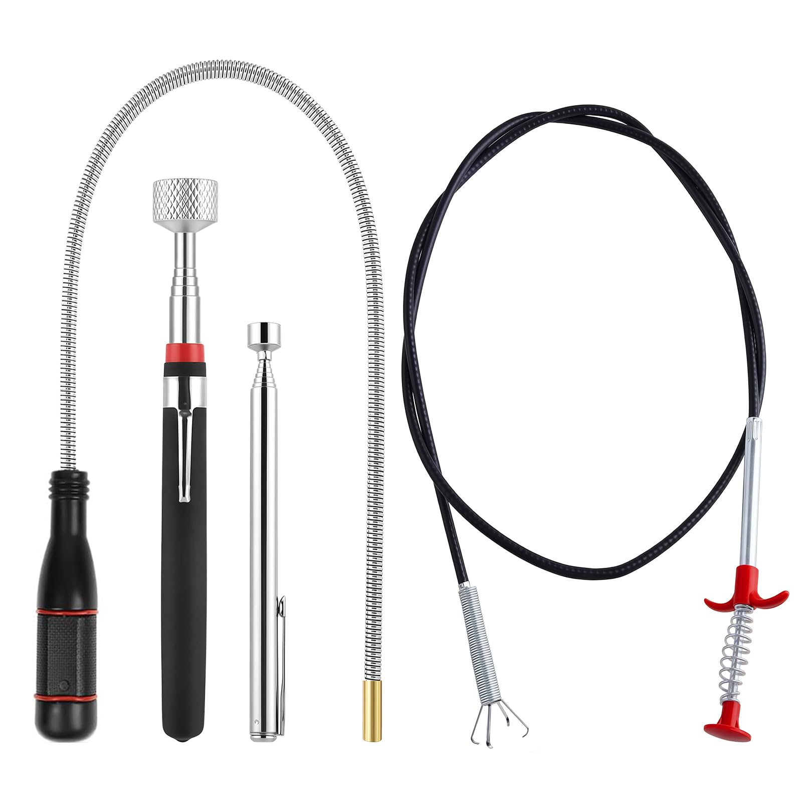 Flintronic 4 PCS Telescopic Magnetic Pick up Tool & Grabber Tool Magnetic, Retractable Magnetic Wand for Picking Up Small Parts Metal Objects, Screws, for Litter Pick/Home Sink/Drain