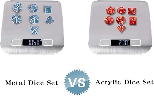 Miniatura 7 de DNDND - Juego de dados de metal DND que brillan, dados de metal azul luminosos para juegos de rol, Dungeons and Dragons y otros juegos de mesa